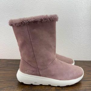 BRAND NEW Mauve Sketchers Suede/Fuzzy Boots